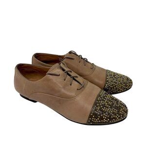 Steve Madden Tapps 8.5 Women's Tan Leather‎ Studded Oxford Shoes